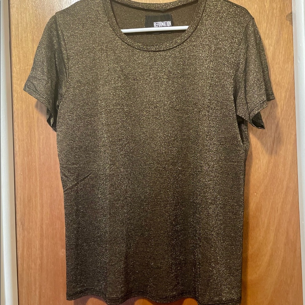 Reformation Gold Sparkly T-Shirt